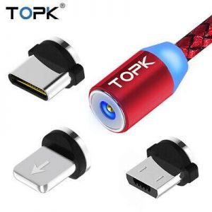 Topk Magnetic Cable Type C Micro USB Charge Cable for iPhone Android Cell Phone