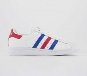 Mens Adidas Superstar Trainers White Blue Red Trainers Shoes
