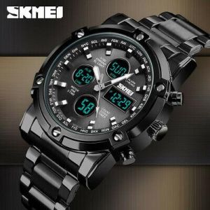 shppingHouse שעונים SKMEI Men Quartz Watch Outdoor Sport Digital Stainless Steel Wristwatch 1389